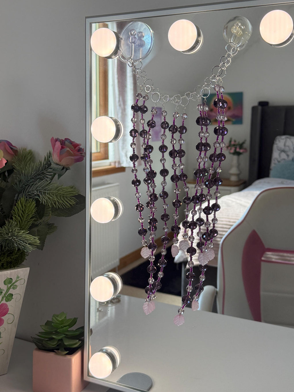 Purple Beaded Suncatcher â€“ Crystal Window Hanging