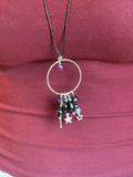 Purple Beaded Hoop Necklace, Silver-Tone Pendant, Star Charm Jewellery, Handmade UK Style