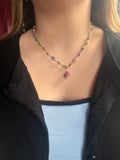 Multicoloured Crystal Pendant Necklace