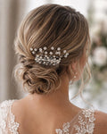 Handmade Pearl Blue Crystal Bridal Hair Comb | Elegant Wedding Accessory Something Blue