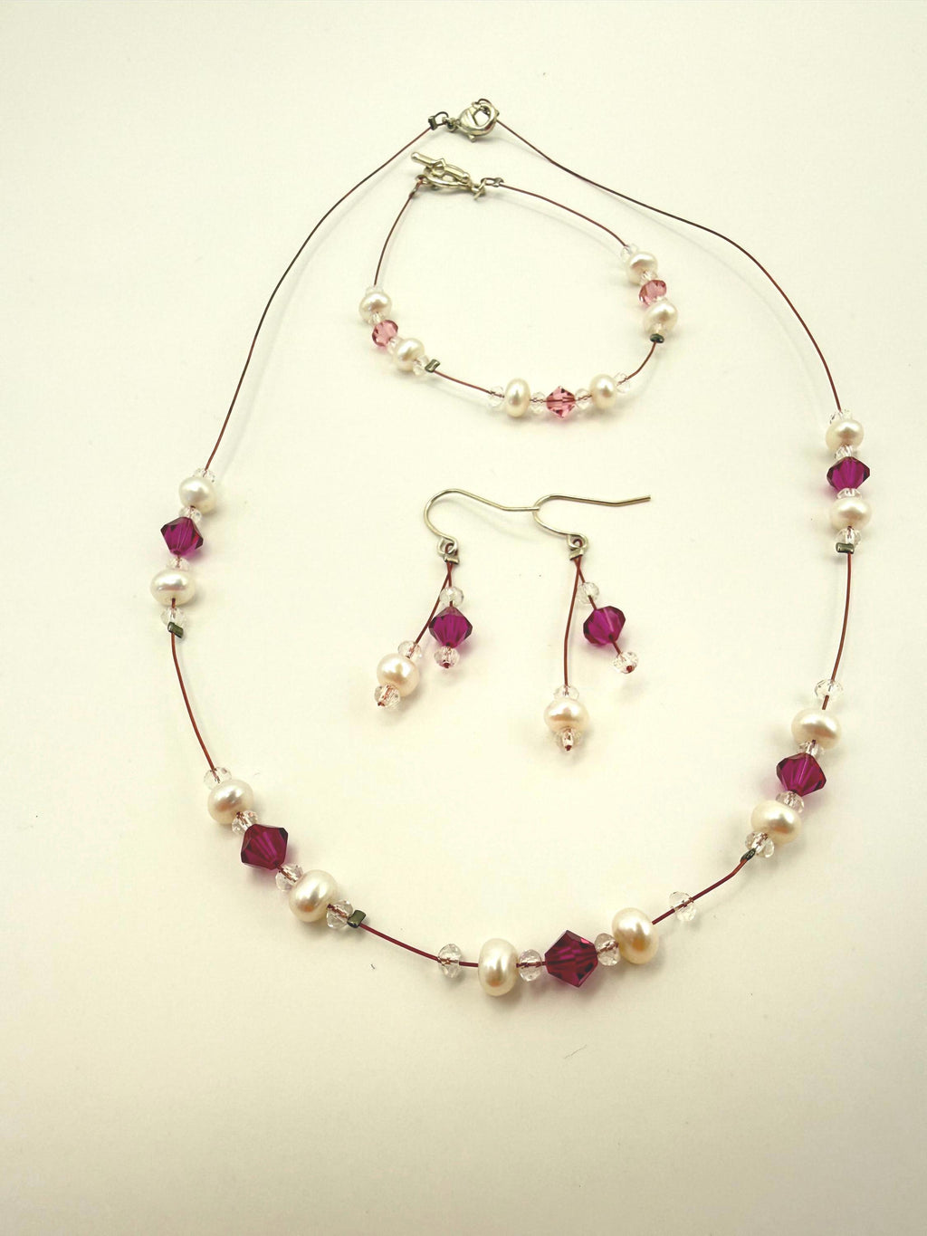 Pink Swarovski Crystal Freshwater Pearl Set