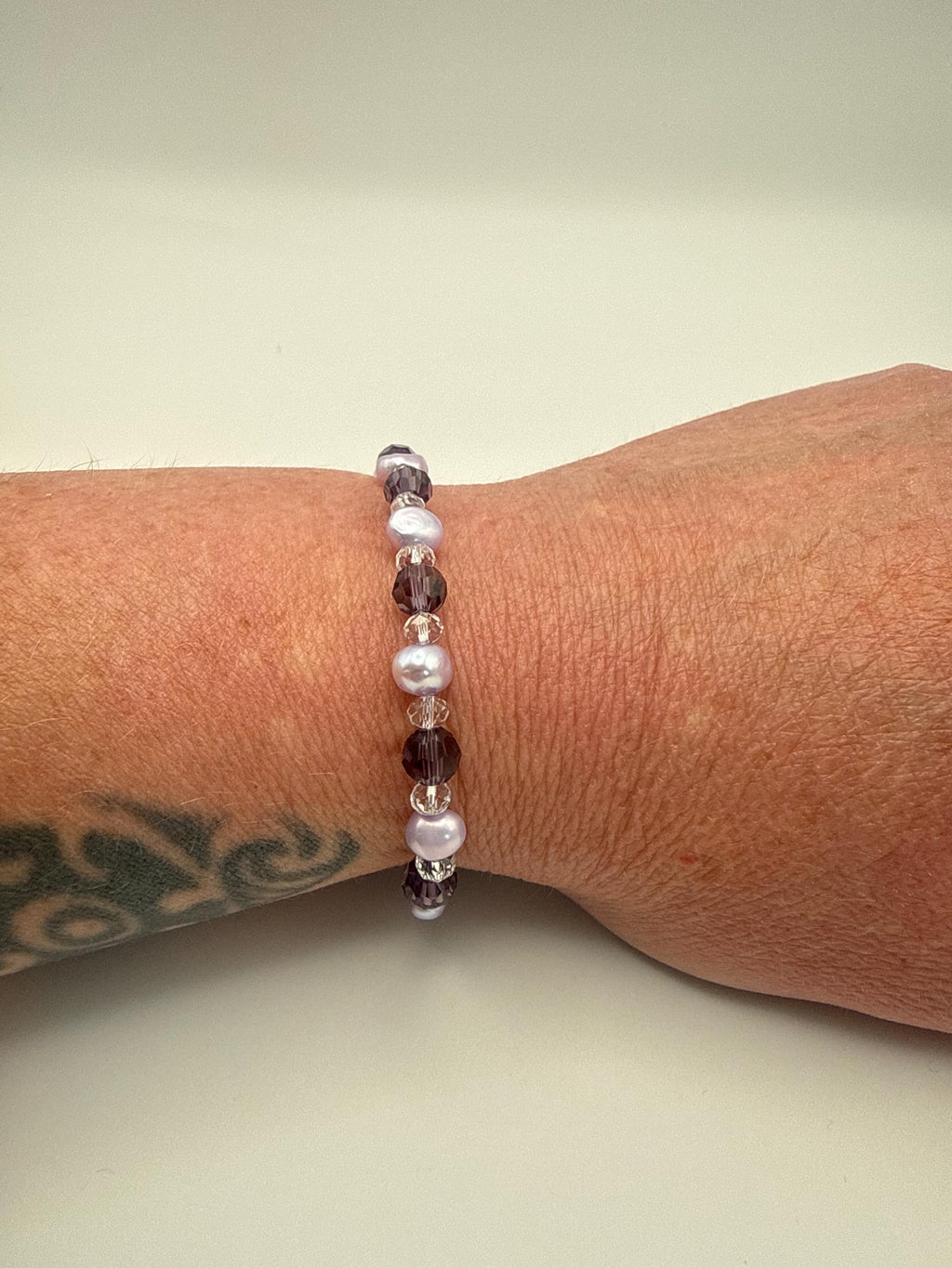 Lavender Pearl & Crystal Bracelet â€“ Handmade Beaded Jewellery