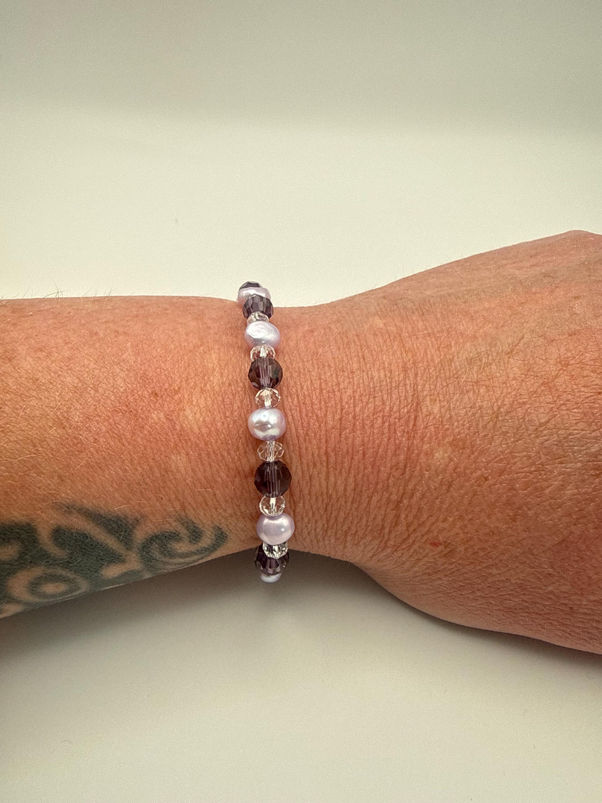 Lavender Pearl & Crystal Bracelet â€“ Handmade Beaded Jewellery