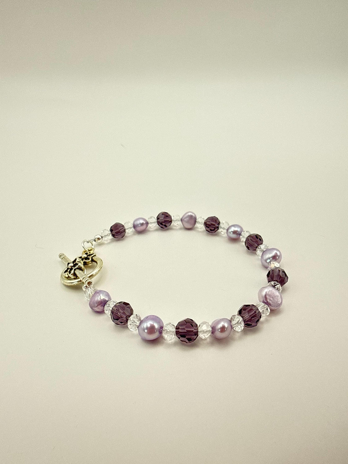 Lavender Pearl & Crystal Bracelet â€“ Handmade Beaded Jewellery