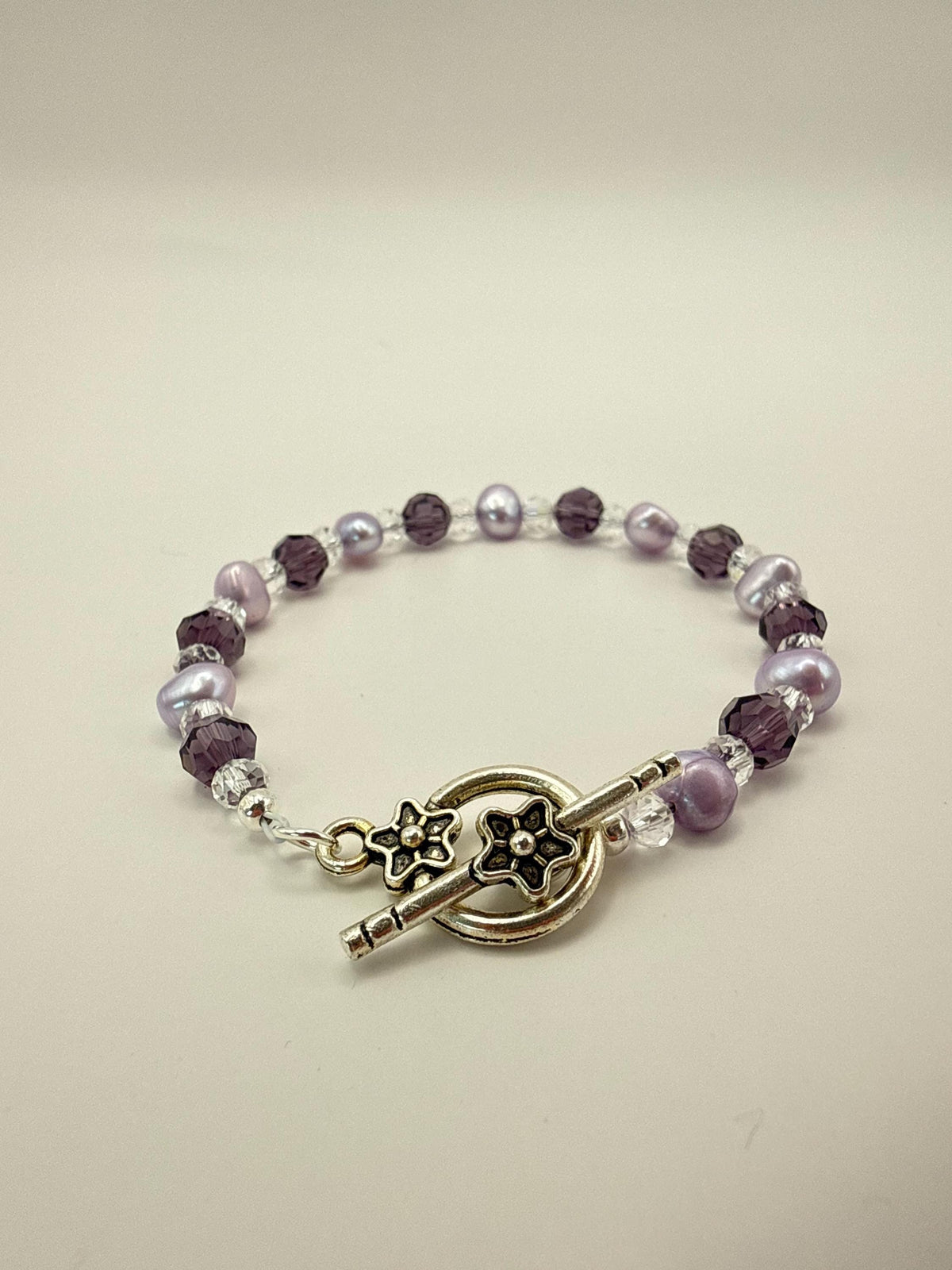 Lavender Pearl & Crystal Bracelet â€“ Handmade Beaded Jewellery