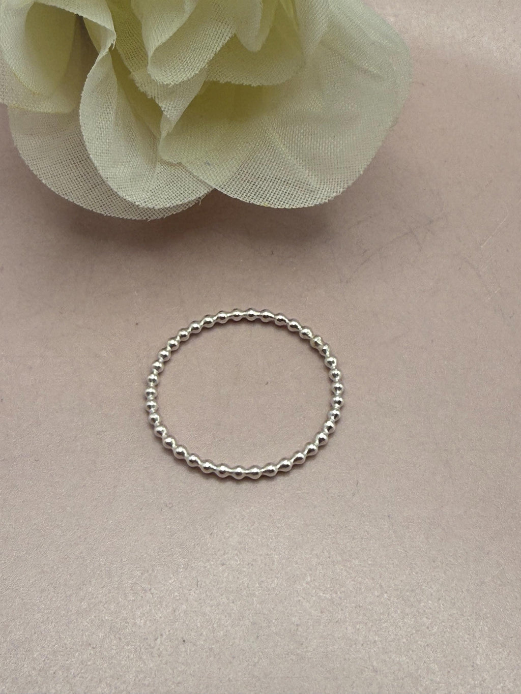 Sterling Silver Beaded Stackable Ring. Gift for Her