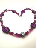 Marbled Purple Hematite Beaded Necklace | 24 Inch Statement Jewellery