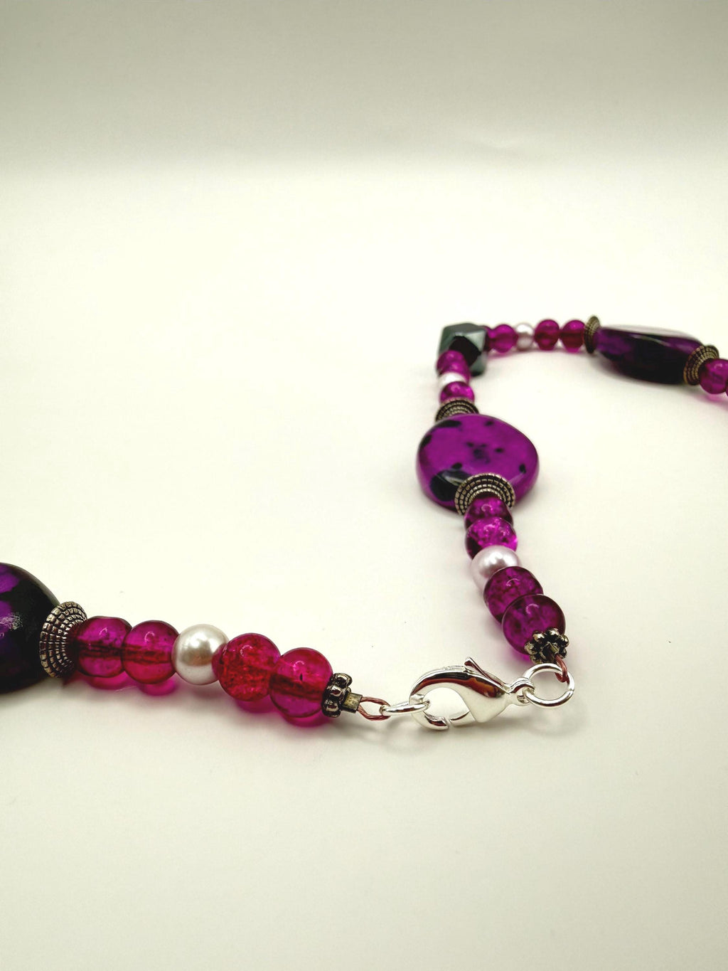 Marbled Purple Hematite Beaded Necklace | 24 Inch Statement Jewellery
