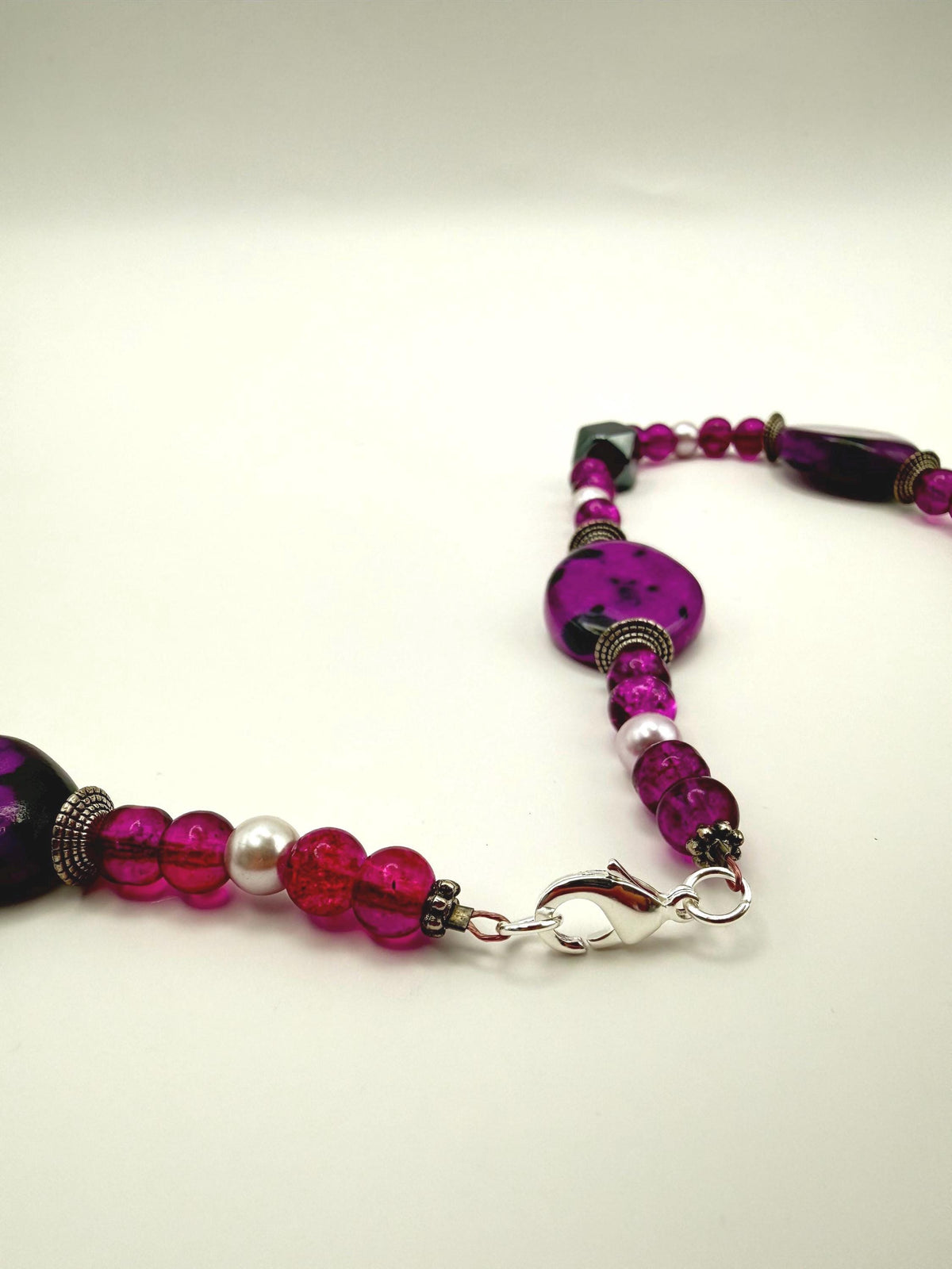 Marbled Purple Hematite Beaded Necklace | 24 Inch Statement Jewellery