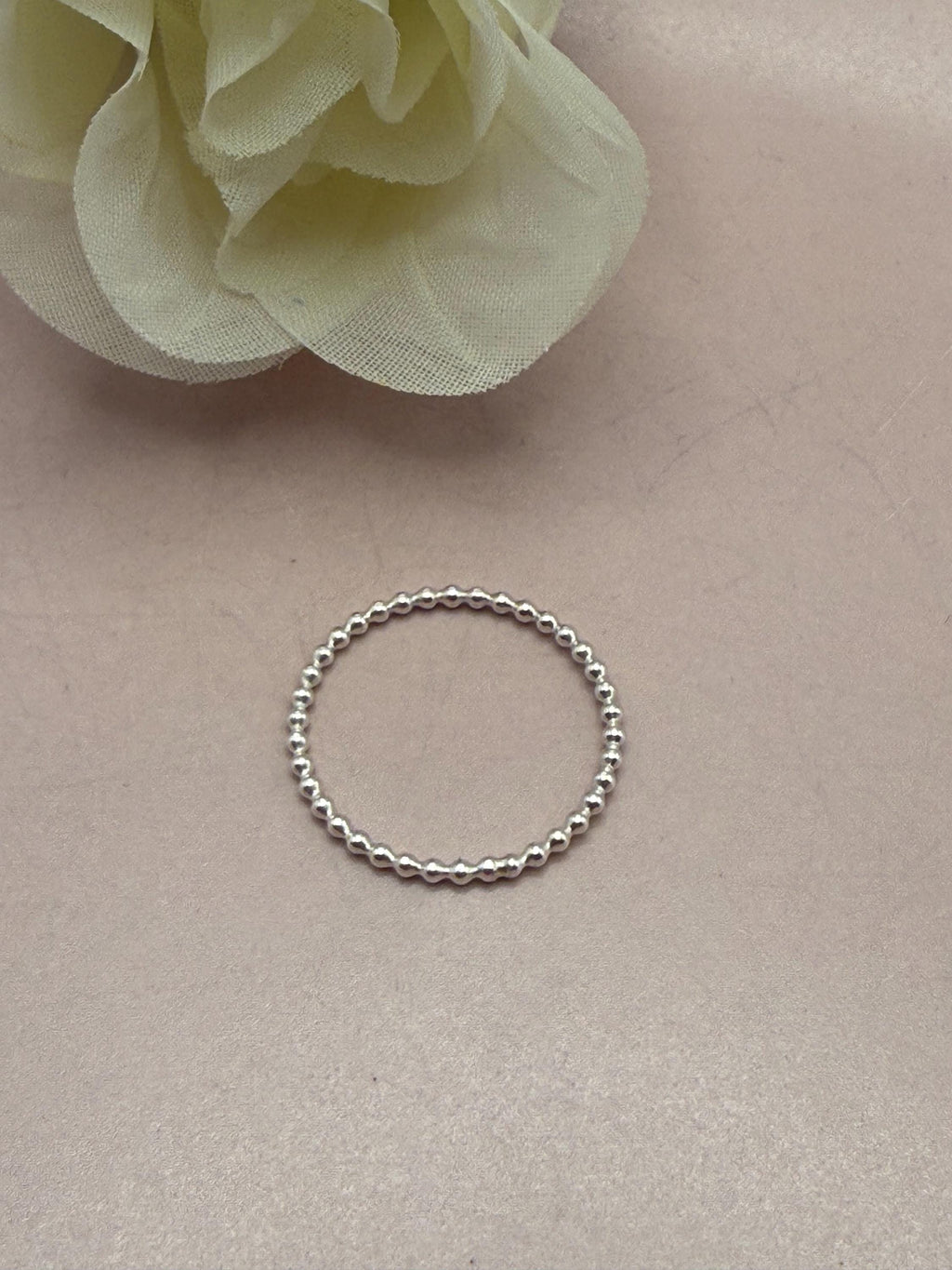 Sterling Silver Beaded Stackable Ring. Gift for Her