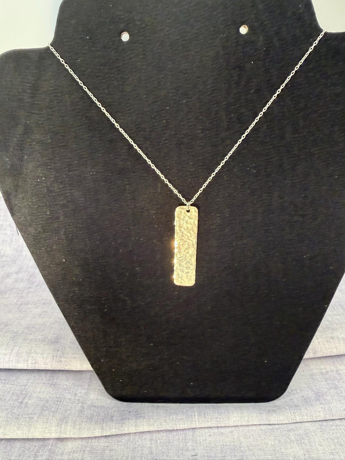 Sterling Silver Textured Pendant Necklace | Handmade Hammered Silver Bar | Minimalist Silver Necklace | 18 Inch Sterling Chain