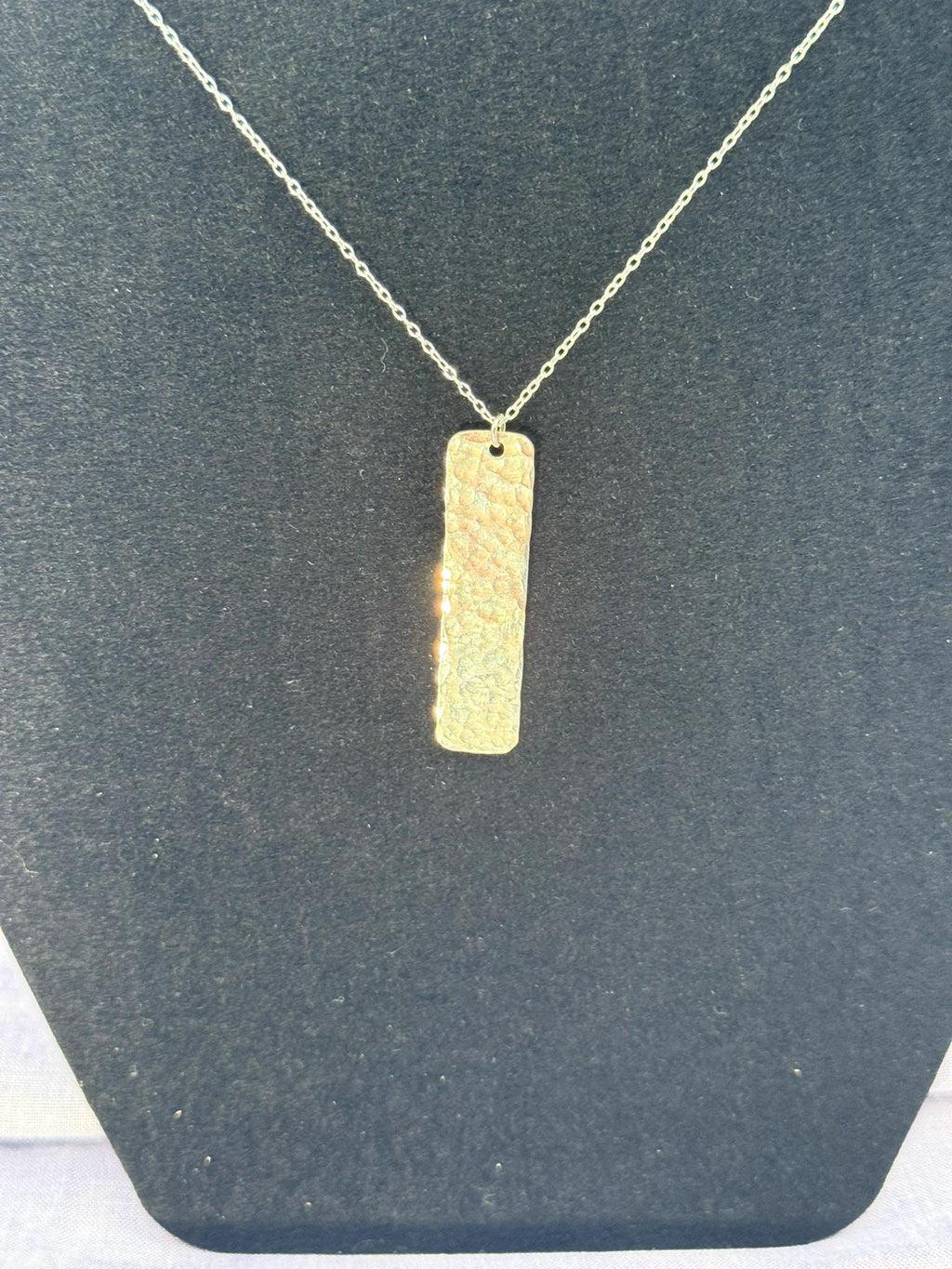 Sterling Silver Textured Pendant Necklace | Handmade Hammered Silver Bar | Minimalist Silver Necklace | 18 Inch Sterling Chain