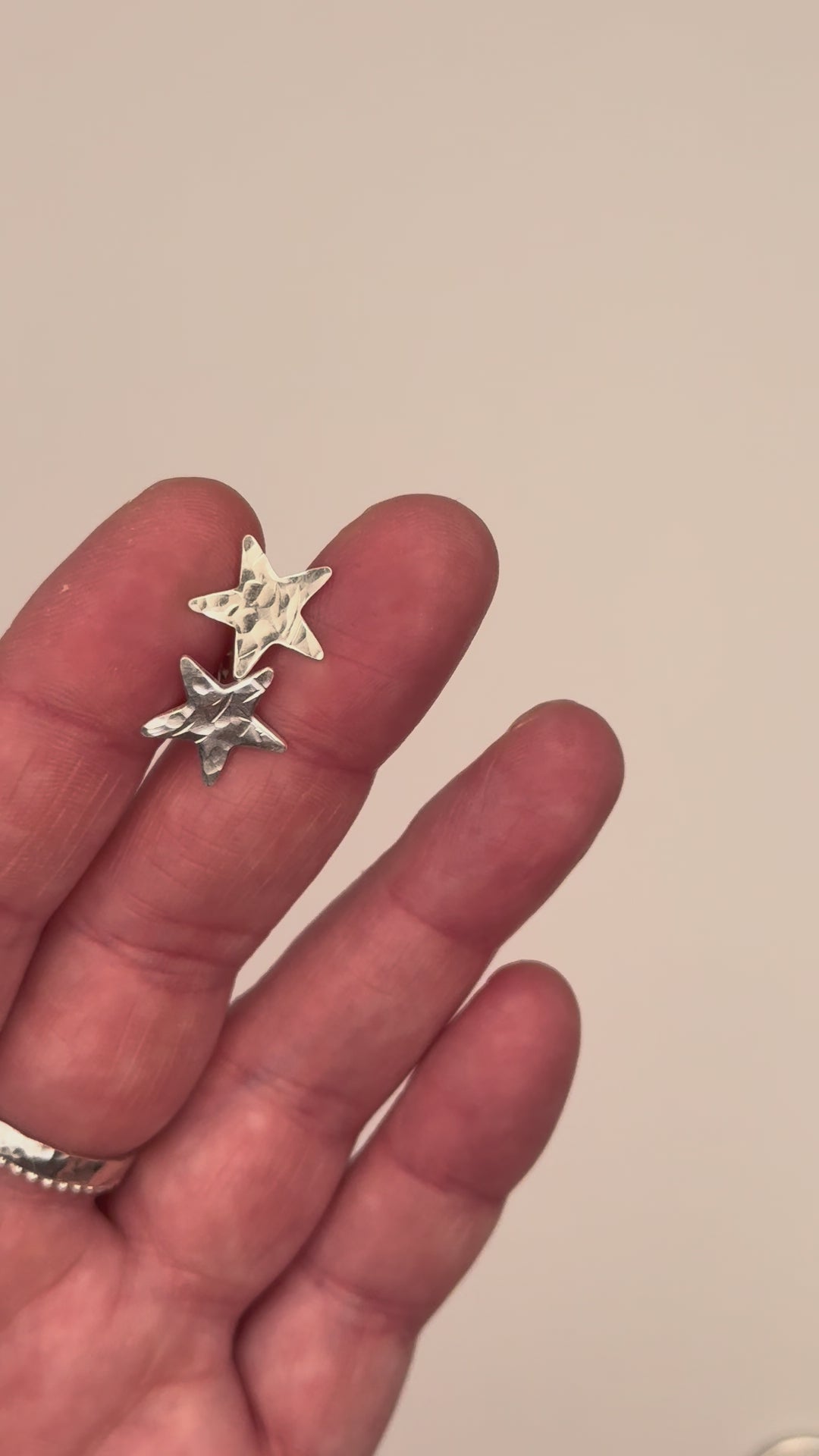 Sterling Silver Hammered Star Earrings