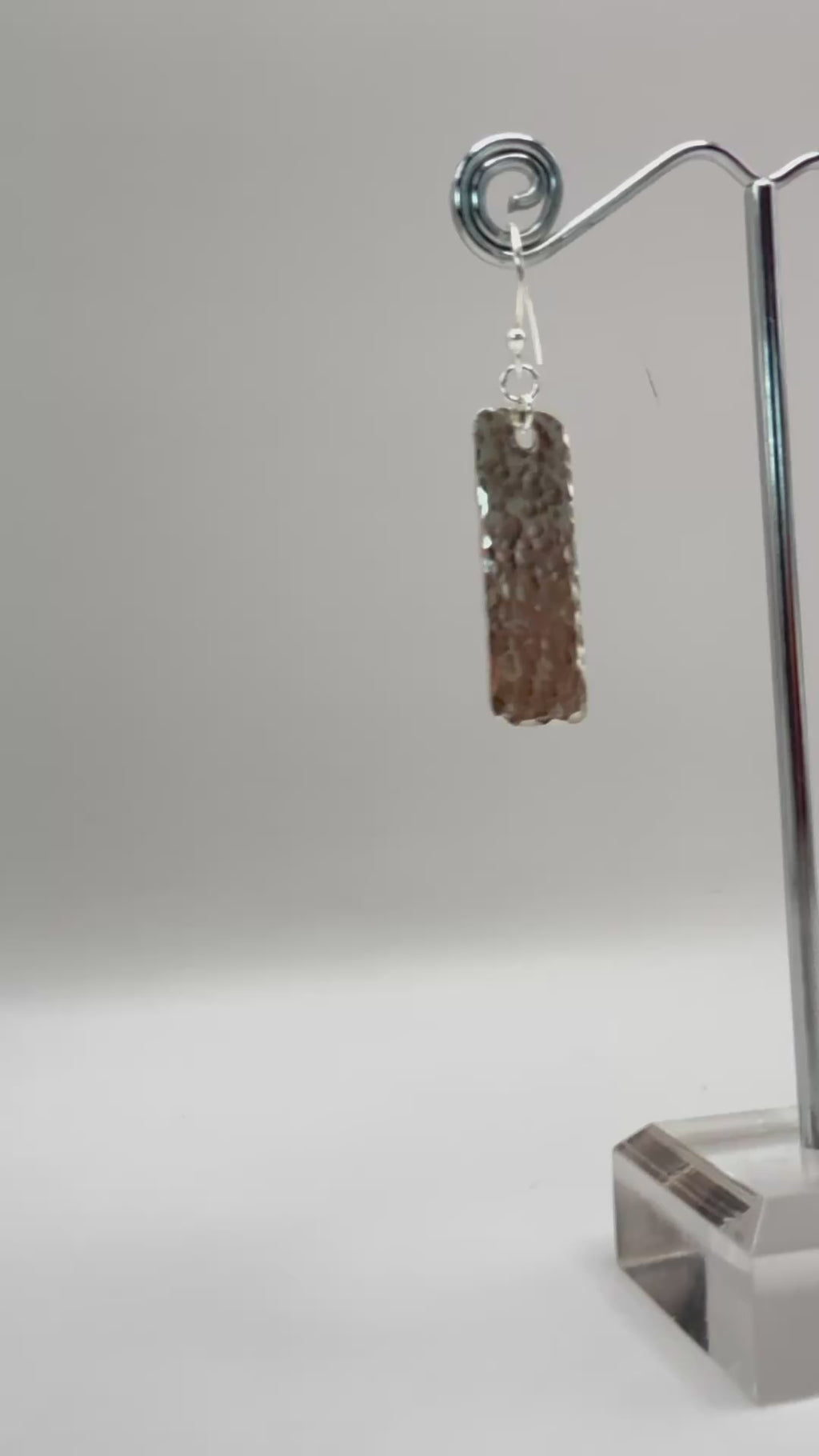 Silver Textured Rectangle Drop Earrings