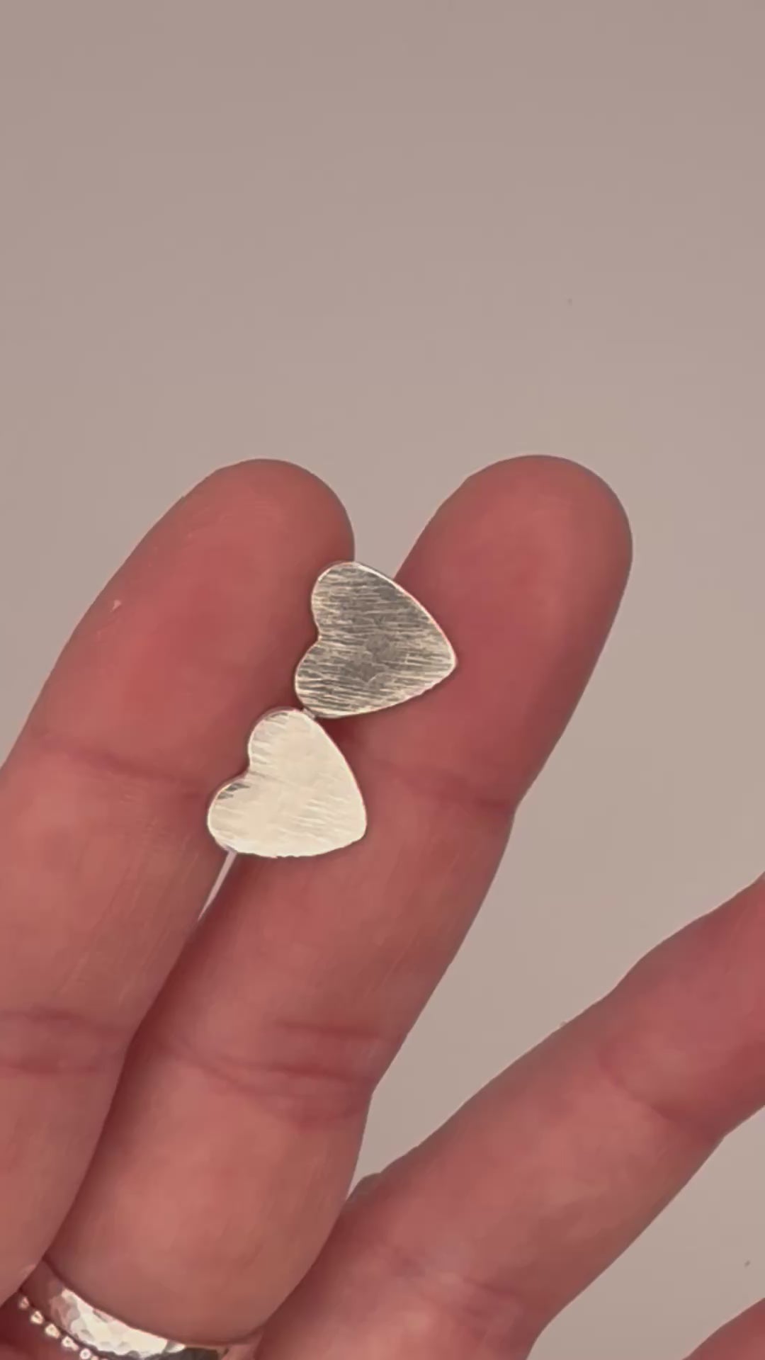 Sterling Silver Hammered Heart Earrings