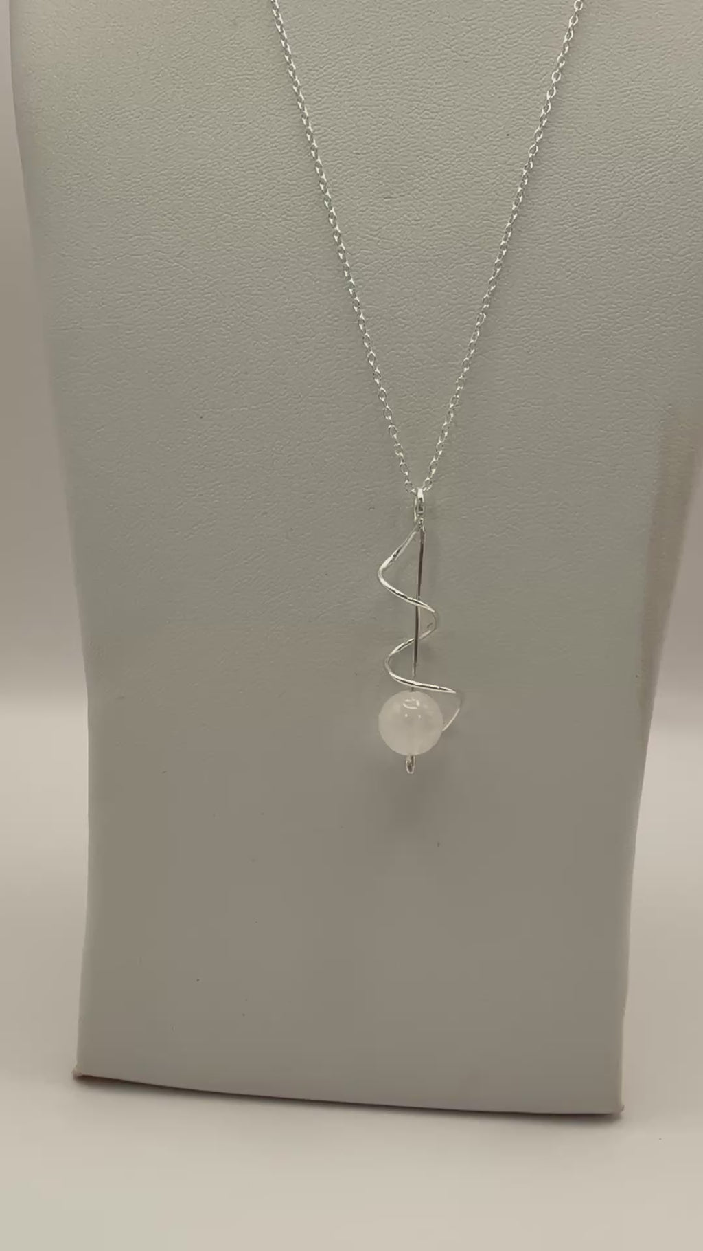 Spiral Silver Pendant with Rose Quartz