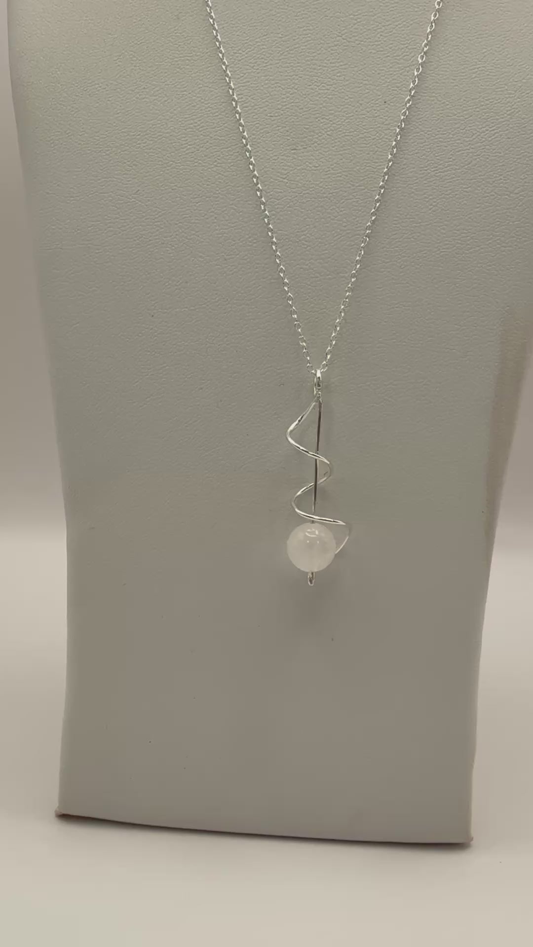 Spiral Silver Pendant with Rose Quartz